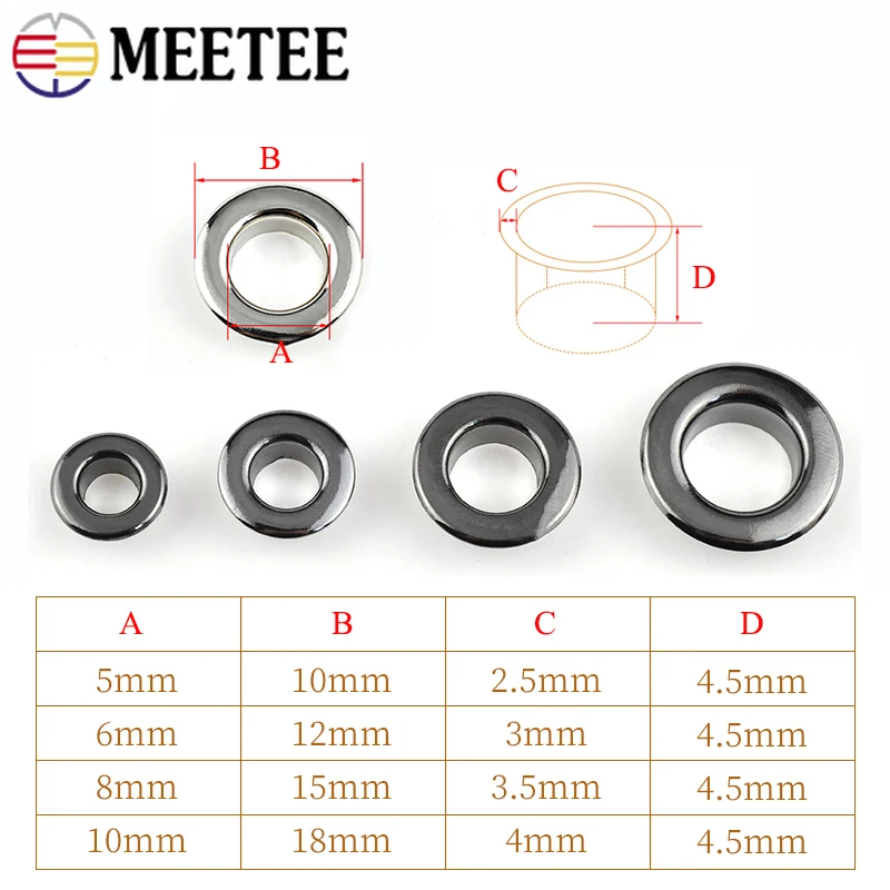 100Sets 4-10mm 3Colors Metal Eyelets Buckles with Installer Die Punch Tool DIY Clothing Belt Leather Craft Grommet Button