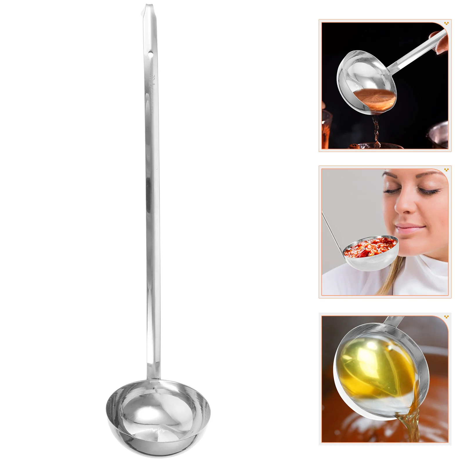 1Pc Long Handle Stainless Steel Soup Ladle Kitchen Tool Restaurant Supply Water Scoop Sauce Spoon Serving Utensil Non Magnetic