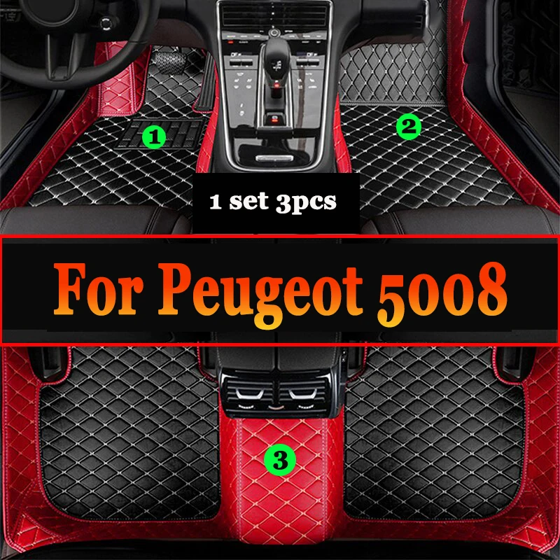 

Car Floor Mats For Peugeot 5008 Seven Seats 2017-2023 18 19 20 21 22 23 Custom Auto Foot Pads Carpet Cover Interior Accessories