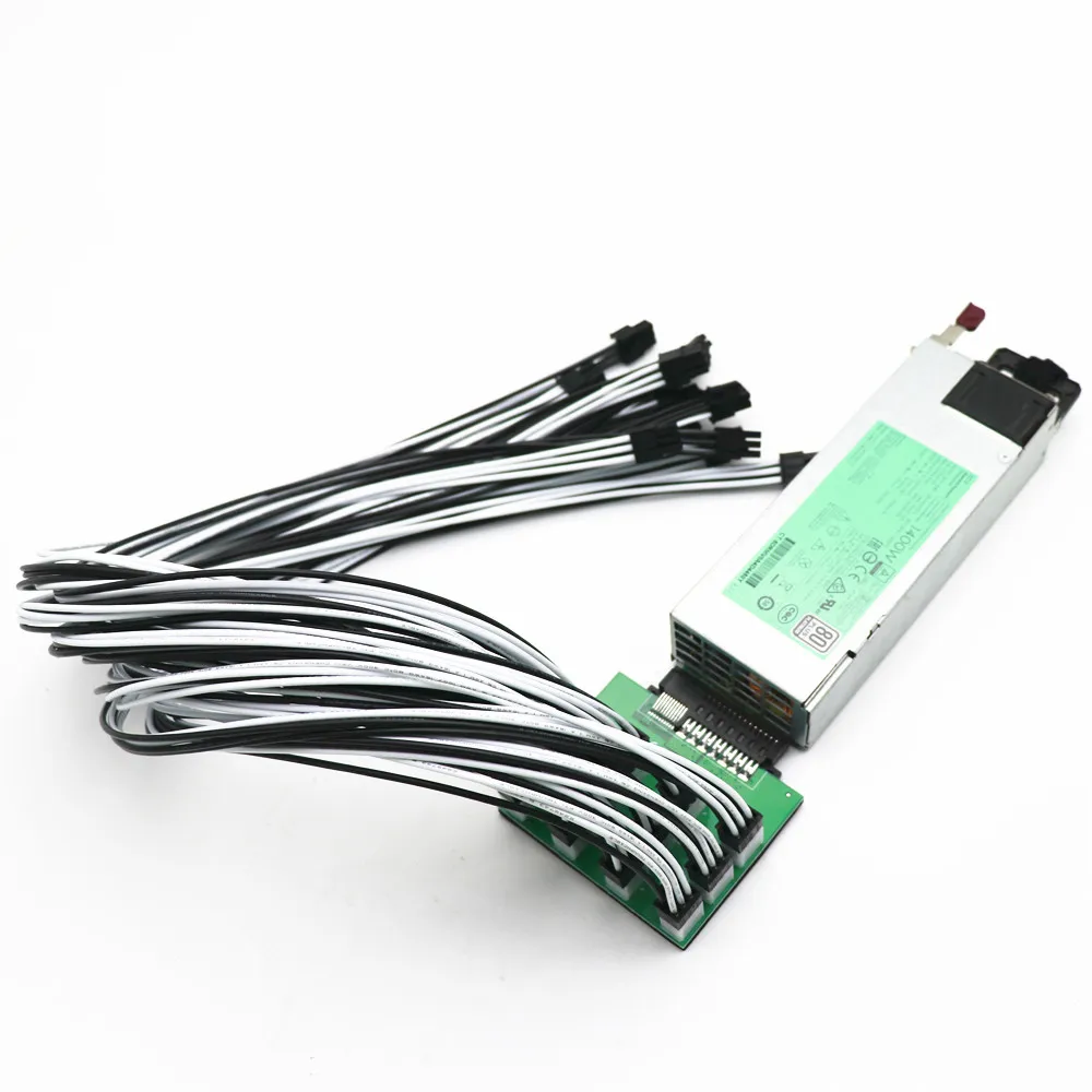 Portos 6pin Gpu Pci-e 800w 1400w 1600w Psu Breakout Board e 12 Peças 16awg Cabos para hp Hstns-pl62 Hstns-pl41 Dps1400cb a 12 - Imagem 3