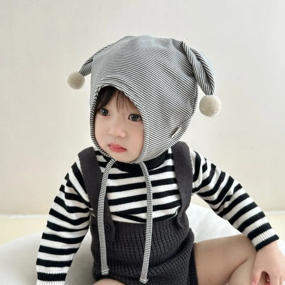 Korean Cute Baby Fetal Cap Cat Ear Soft Newborn Beanie Hat Sweet Tie Strap Infant Bonnet Hat Photography Props