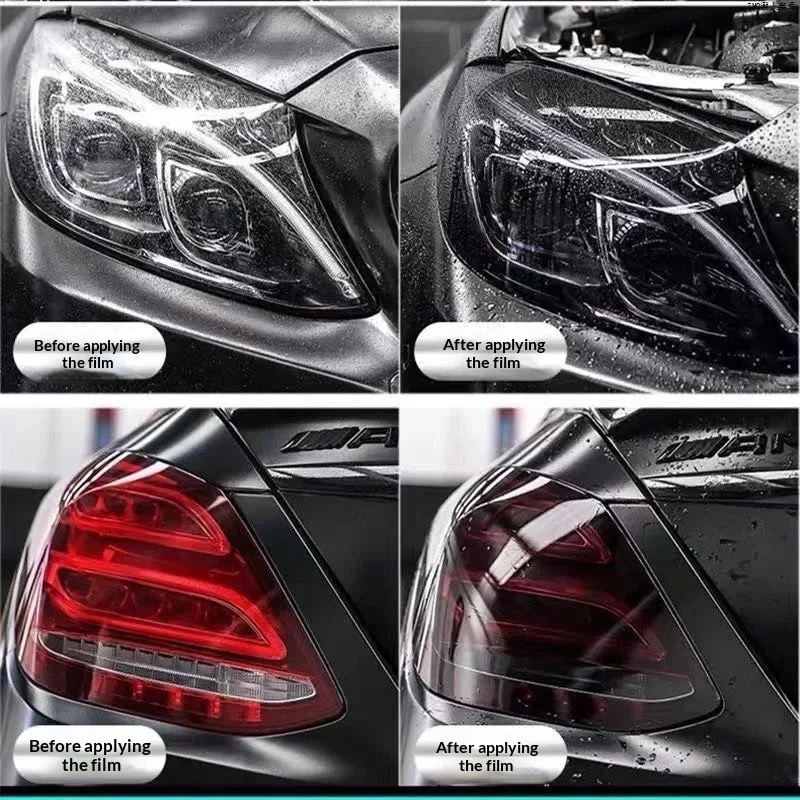 Gloss trasparente luce nera fumo pellicola in PVC tinta faro fanale posteriore pellicola avvolgente pellicola adesiva copertura pellicola corazzata per auto - immagine 5