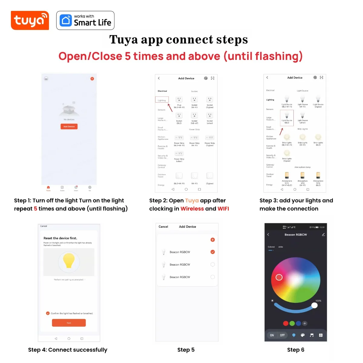 Tuya Smart LED Light Bulb, EU LED Light Bulb,Short Range Wireless Connect Smart Bulb, Works with Tuya Smart&Smart LifeAPP smart bulb
