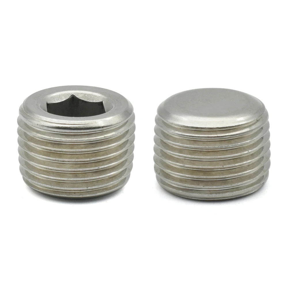 Stainless Steel Pipe Fittings 1/8-1-1/2 BSP NPT Male Countersunk Flange Hexagonal End Plug Cap