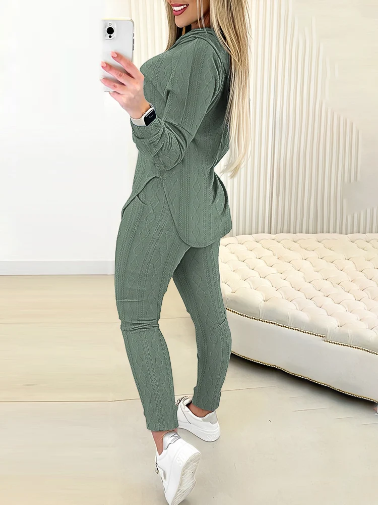 2023 Autumn 2 Piece Sets Women Outfits Fashion Split Design Hooded Sweatshirt & Pocket Design Pants Sets Daily Streetwear