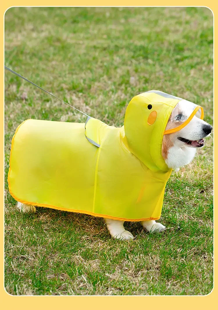 Entenförmiger Regenmantel für Hunde, Welpen-Regenjacke mit Kapuze, Wasserdichte Kleidung aus Weichem PVC für Kleine Hunde, Welpen-Regenponcho – Detail 13