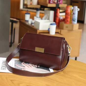 Borsa a tracolla da donna versatile in pelle di mucca Borsa a tracolla da donna 2023 Nuova borsa a tracolla casual in pelle bovina con strato superiore conciata in pianta 1