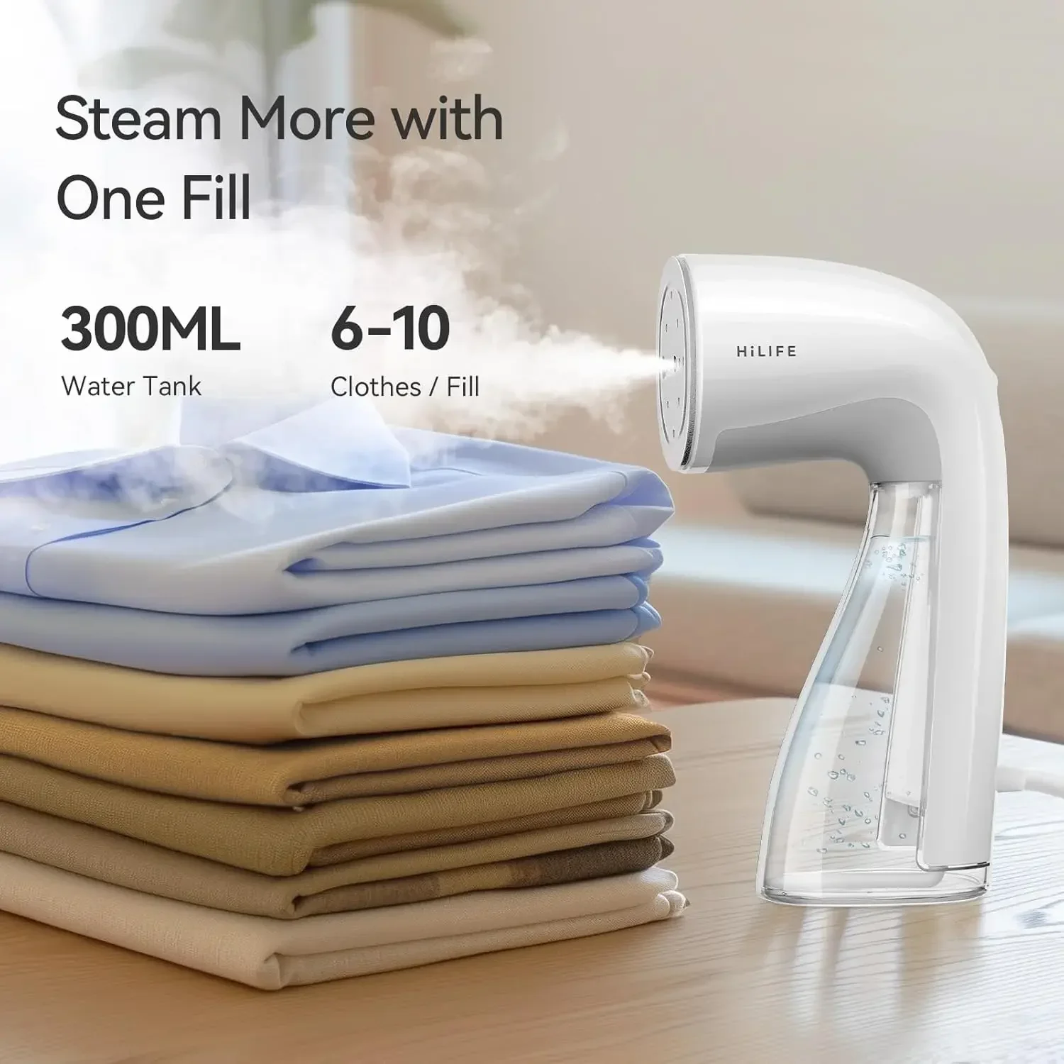 Clothes steamer 1100W, 300ml Large capacity, fast wrinkle removal Suitable for all fabrics Small and portable travel steamer