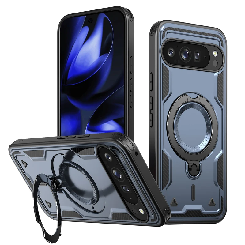 Military Drop-Proof Hard Case with 360° Adjustable Ring Stand