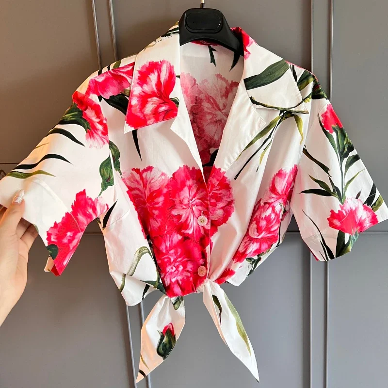 

Classic 2023 White Short Sleeve Self Tie Blouse and Tulip Collection Pencil Midi Skirt with Patchwork Pleated-skirt Set
