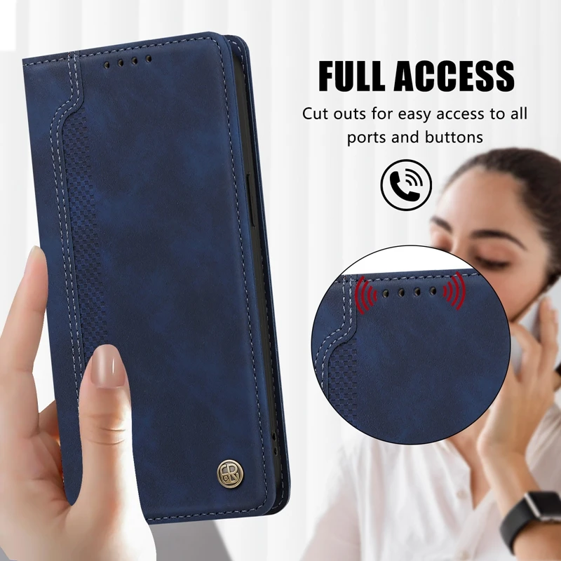 Luxury Magnetic Wallet Phone Case with Card Holder and Book Cover Design