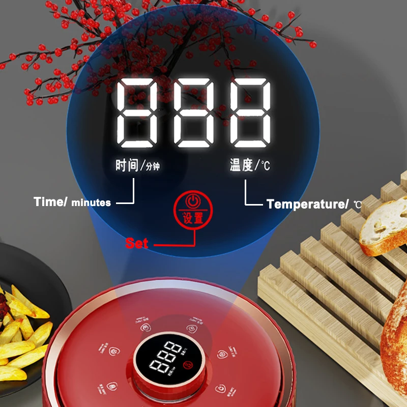 4.5L Oil Free Health Electric Deep Fryer Cooker Visual LED Toaster Chicken Air Frying Grill French Fries Oven Hot Air Dehydrator