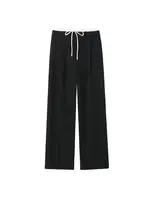 Women's Double Waistband Wide Leg Pants, High Elastic Waist With Drawstring, Side Pockets, Female Trousers, Chic Fashion - Image 2