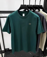 Marque de mode abeille broderie T-shirt à manches courtes été 100% coton respirant col rond haut coréen ample décontracté vêtements pour hommes 6