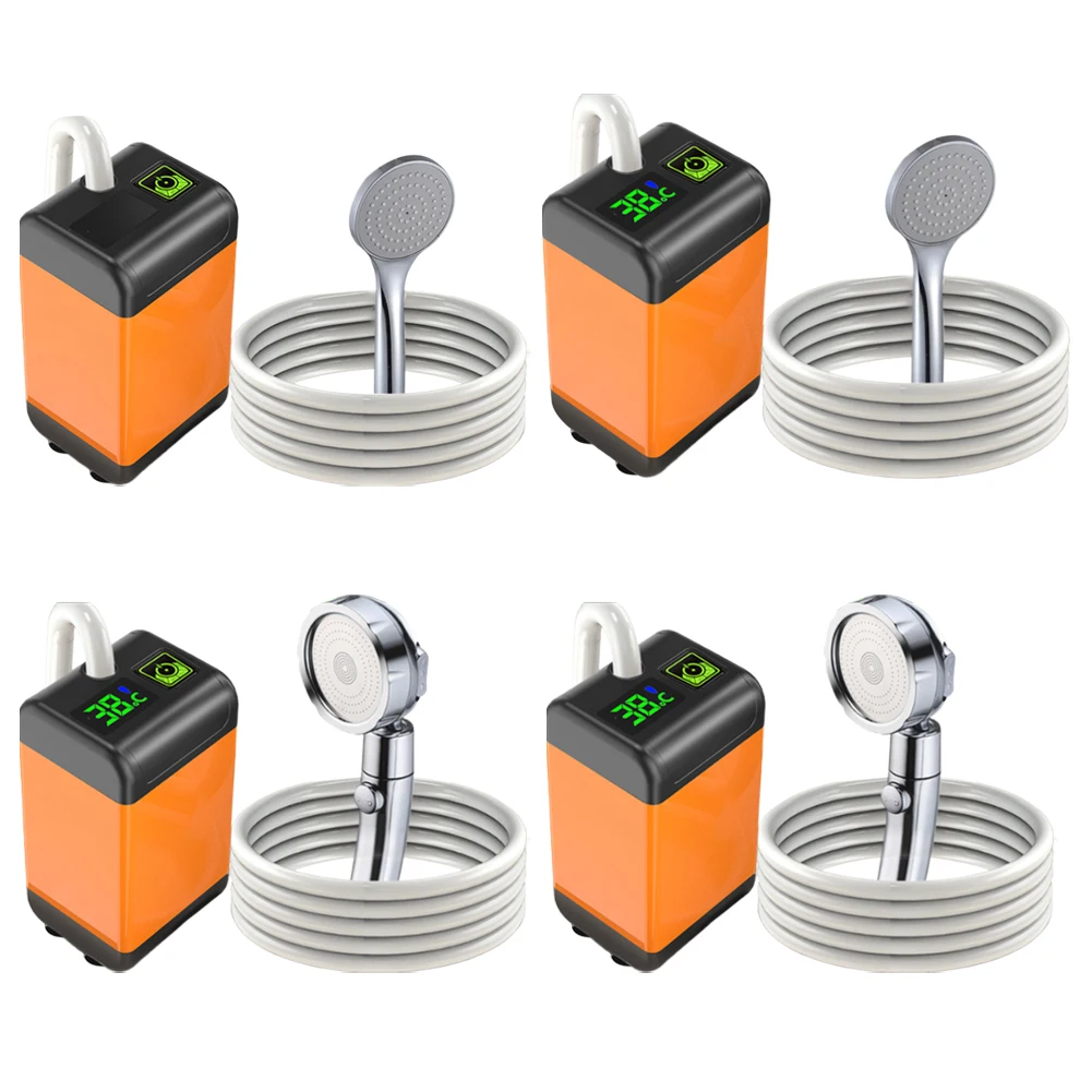 Portable Camping Shower Rechargeable Camp Shower Temperature Display Camp Pump IPX7 Waterproof for Travel Beach
