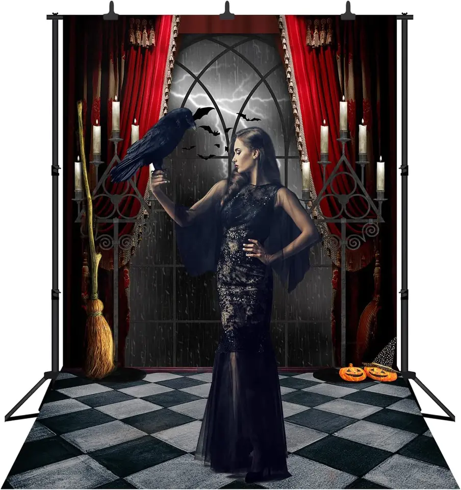 Halloween fotografia pano de fundo gótico medieval castelo vermelho cortina  horrível noite festa decoração fundo photo studio booth adereços -  AliExpress, image size:904x960
