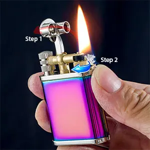 Description Picture 3 of item2 in 1 cool Lighetrs Permanent Match Antique Style Lift Arm Kerosene Lighter Grinding Wheel Ignition for camping BBQ Men's gift