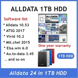 2024 Hot Alldata Auto Repair Software Auto data 3.45 Mi.chell 2015 ATSG Vivid Workshop ElsaWin Car Repair Software 24 in 1TB HDD