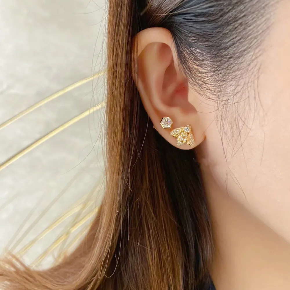 Luxury brand BEE MY LOVE jewelry series gold bee earrings for women's engagement gifts