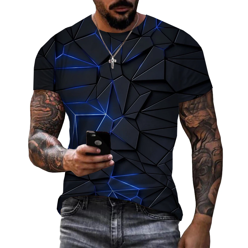 

Men 3D Glare Graphics Chip Printed T-shirt Unisex Summer Fashion Trendy Tees Shirts Casual Oversized T Shirts