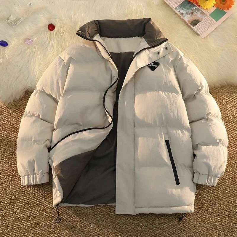 Retro Style Single Breasted Parkas Warm Thick Letter Appliques Jacket 2023 Winter Women Casual Outerwear Vintage Fashion Coat