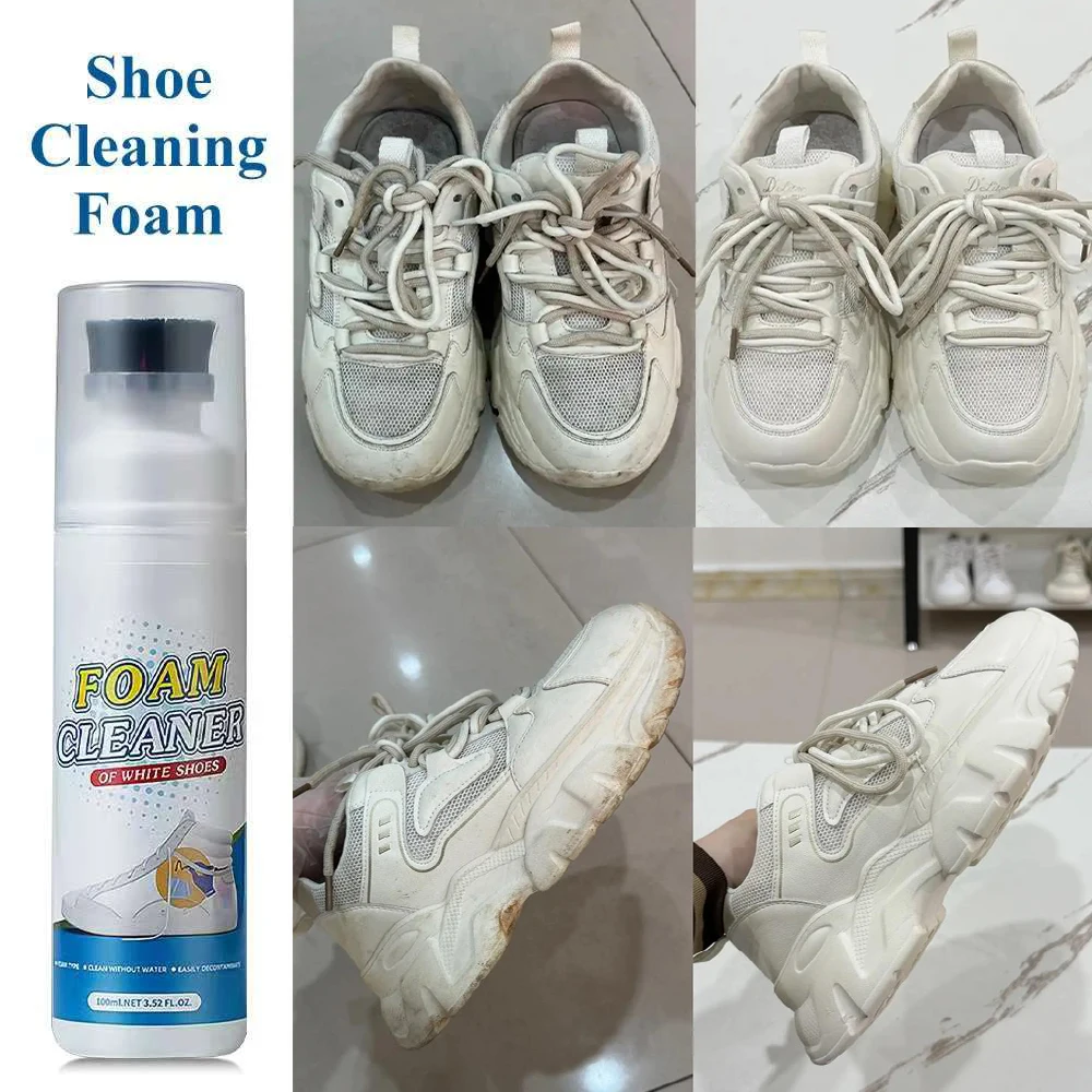 White Shoe Foam Cleaner Brush Remove Stains Dirty Tennis Head Sneaker Cleaning Kit Leather