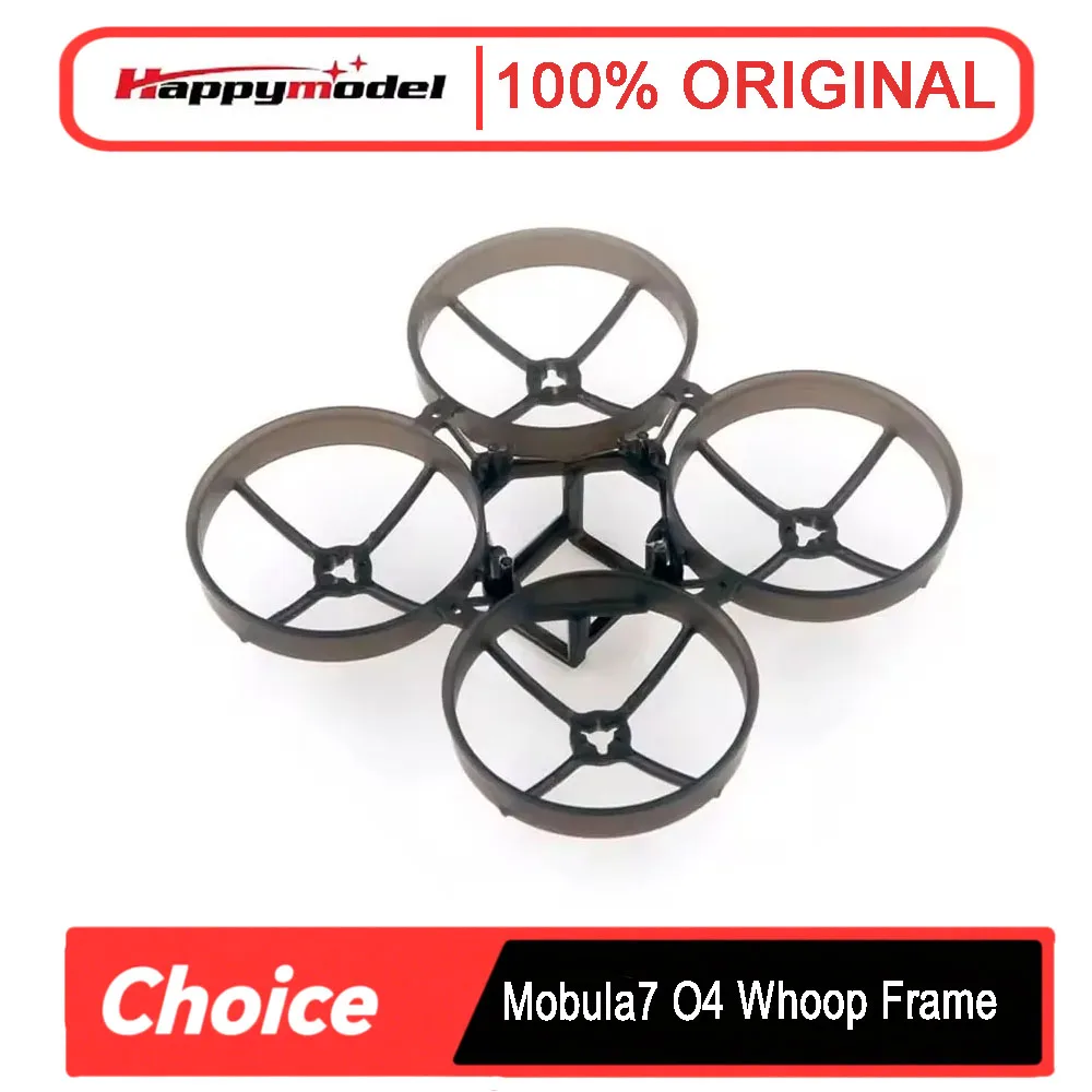 Vue éclatée du châssis HappyModel Mobula7 O4 80mm montrant les plaques de carbone et les entretoises.