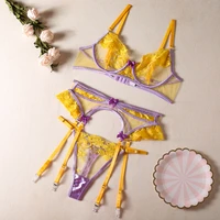 Brskbzda-Ensemble de Lingerie en Dentelle Transparente, Sous-Vêtements Sexy, 3 Pièces, Motif de Barrage Floral, de Luxe, Non Censé, Sensuel, Culotte, Nouvelle Collection 2