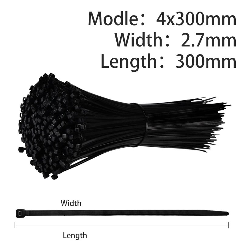Gocableties Black Cable Ties, 300mm X 3.6mm, Bulk Pack Of 1000, 12" Premium Nylon Zip Ties