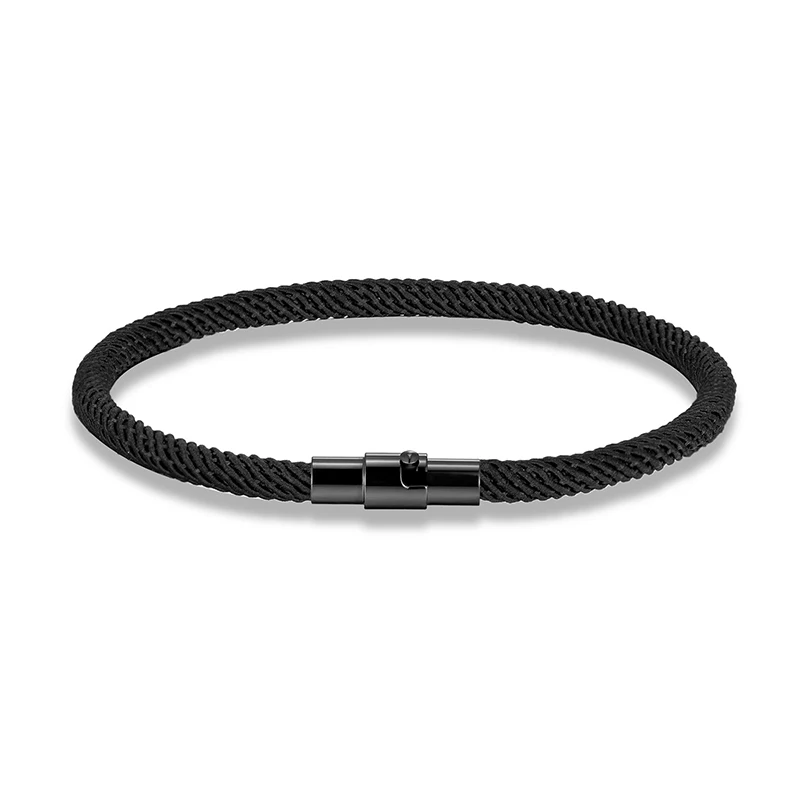 MKENDN Einfache Stil Männer Frauen Grade AAA Gewinde Seil Armband Schwarz Edelstahl Schnalle Handgemachte Paar Glück Schmuck Geschenke – Detail 10