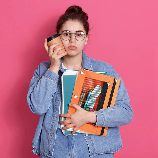 MoKo-Classeur à fermeture éclair, classeur scolaire multi-poches pour  collège, sangle de poignée, capacité de 500 feuilles, 3 anneaux, 2 pouces -  AliExpress