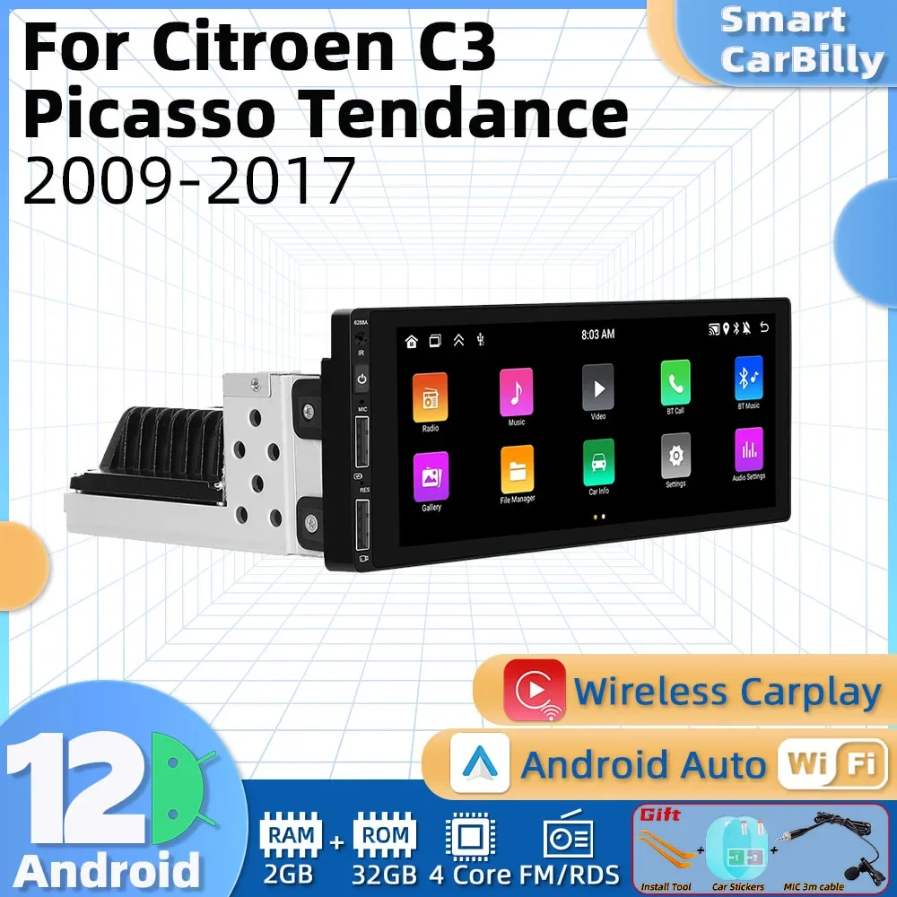 

1 Din Carplay Screen for Citroen C3 Picasso Tendance 2009-2017 1din Android Radio Stereo Car Multimedia Head Unit Autoradio GPS