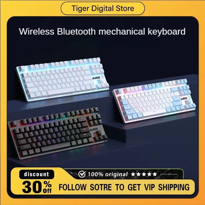 

Original AJAZZ AK40Pro Tri-mode Wireless 2..4G Mechanical Keyboard Ergonomic Gaming Office E-sports Keyboard 87 Keys for Win Mac