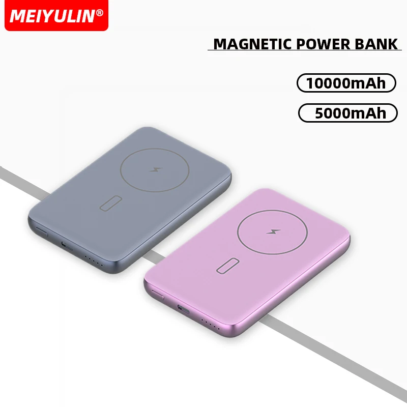 

Ультратонкий магнитный беспроводной внешний аккумулятор, 10000 мАч, USB C PD 20 Вт, быстрая зарядка, металлический внешний аккумулятор для iPhone 15 Samsung