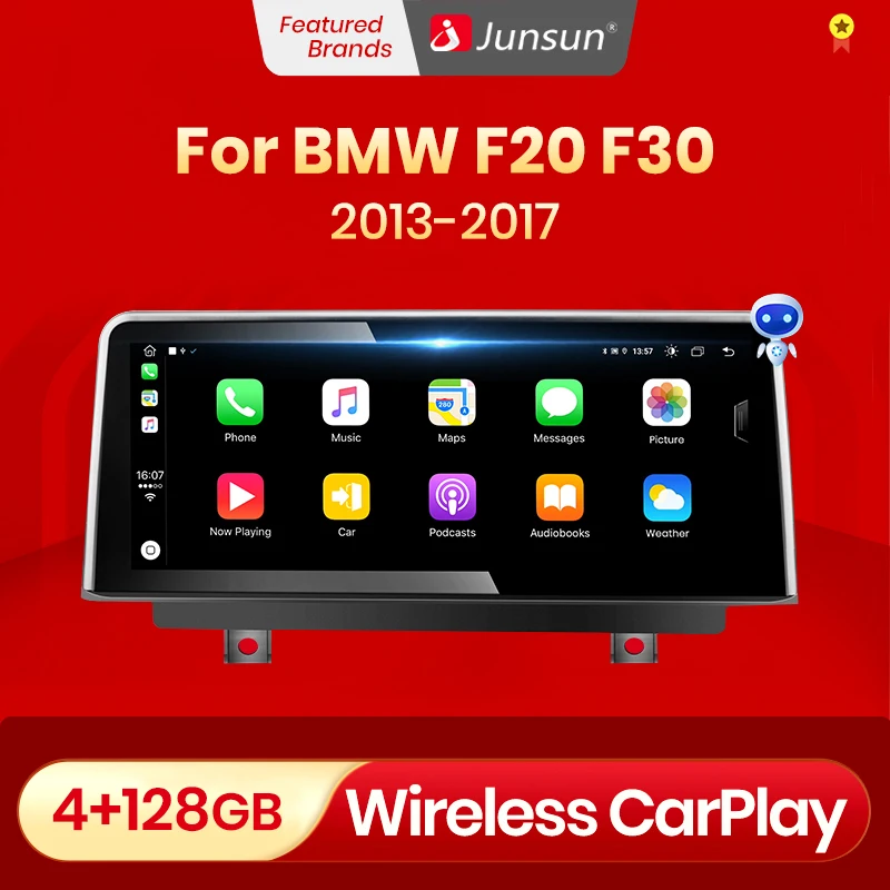 Автомобильная Мультимедийная система Junsun AI Voice беспроводная Автомагнитола для BMW