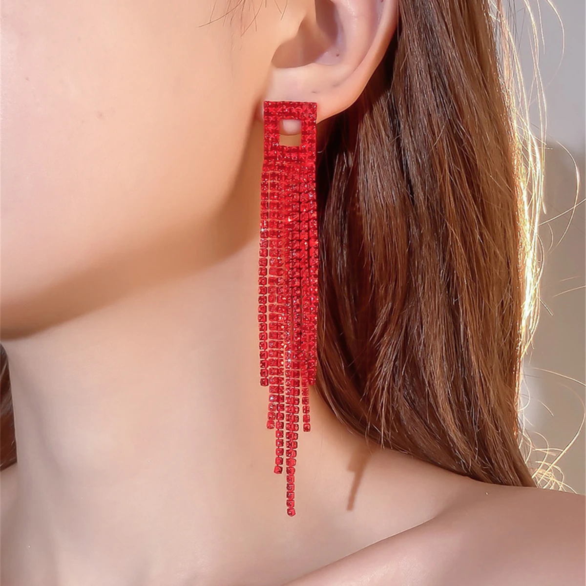 Nuovi Orecchini Lampadario Per Donna, Lampadario Da Sposa In Cristallo Con Strass D'Argento Orecchini Pendenti Con Nappe Lunghe Per Il Matrimonio