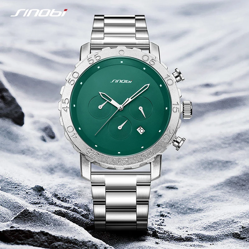 SINOBI New Top Brand Luxury New Men Watch Quartz Man Watches Waterproof Luminous Watch for Men Date Chronograph Sport Wristwatch