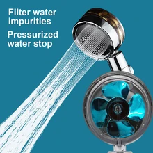 

360 Degrees Rotating Shower Head With Small Fan Water Saving Flow ABS Rain High Pressure Spray Nozzle Bathroom Accessories