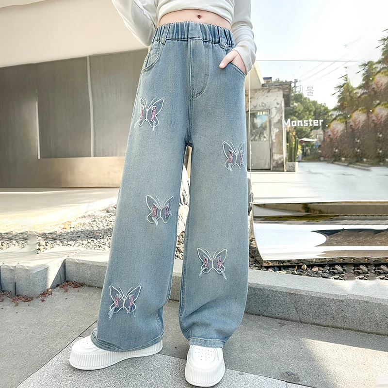Girls Butterfly Wide Jeans 5