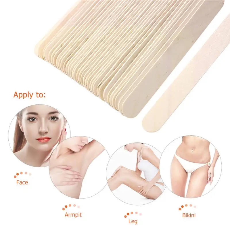 50pcs Waxing Hair Removal Wooden Sticks Wax Hair Removal Applicator Sticks Wax Spatula Tongue Depressor Spatula Sticks 15x1.8cm 5