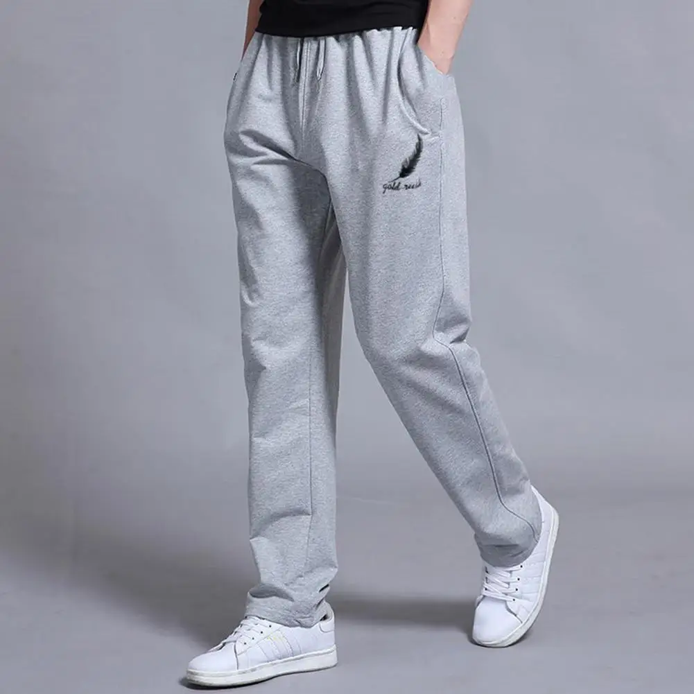 

Male Trousers Elastic Waistband Running Pants Summer Straight Leg Long Sweatpants