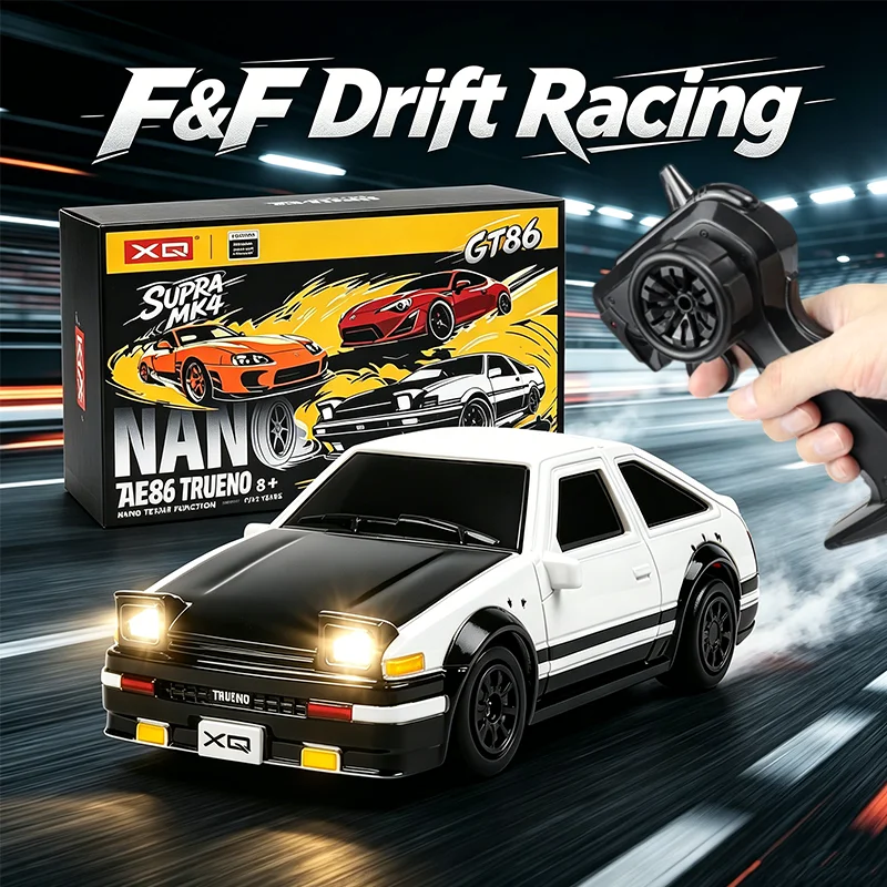 2026년형 새로운 드리프트 RC카 1/64 스케일 AE86 스타일 고속 드리프트 자동차 전문가용 360 °   스핀 2.4G 자이로 리모컨 선물용 장난감