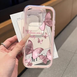 Airy Clear Pink Butterfly Phone Case - Transparent Dual - Color Airbag Cover - Galaxy S23 Ultra (FE - P8863)