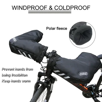 Bike Handlebar Mittens Reflective Winter Bicycle Handlebar Muffs Cold-proof & Waterproof Mountain/ Road Bike Handlebar Cover 4