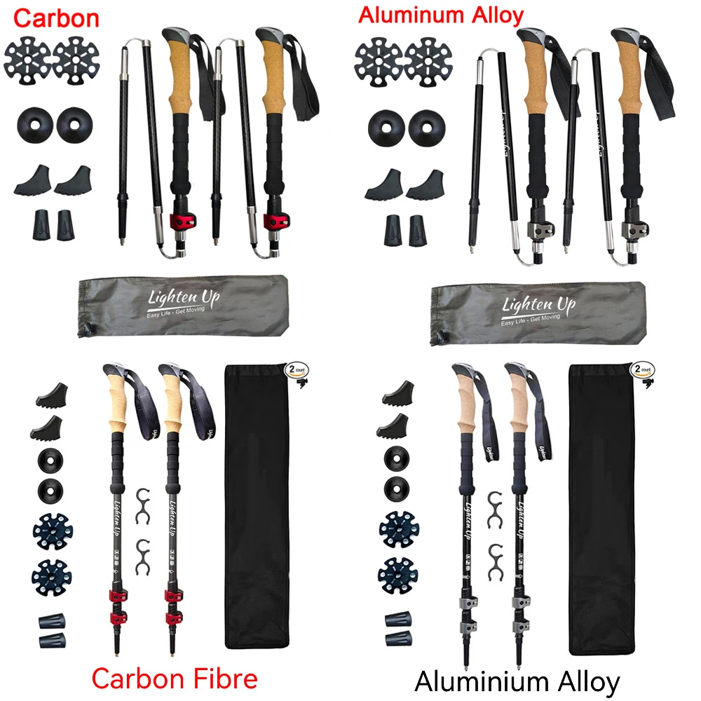 4 Sections Outdoor Folding/Telescopic Trekking Pole Camping Portable Walking Stick Pole Nordic Elderly Telescopic Pole 등산스틱폴대 2