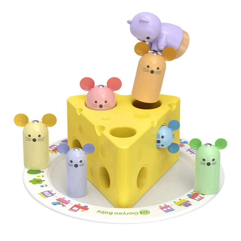 

Детская деревянная игрушка «поймать мышь», магнитная рыболовная спасательная игра с сыром, Обучающие формы, цветные развивающие игрушки, детский подарок