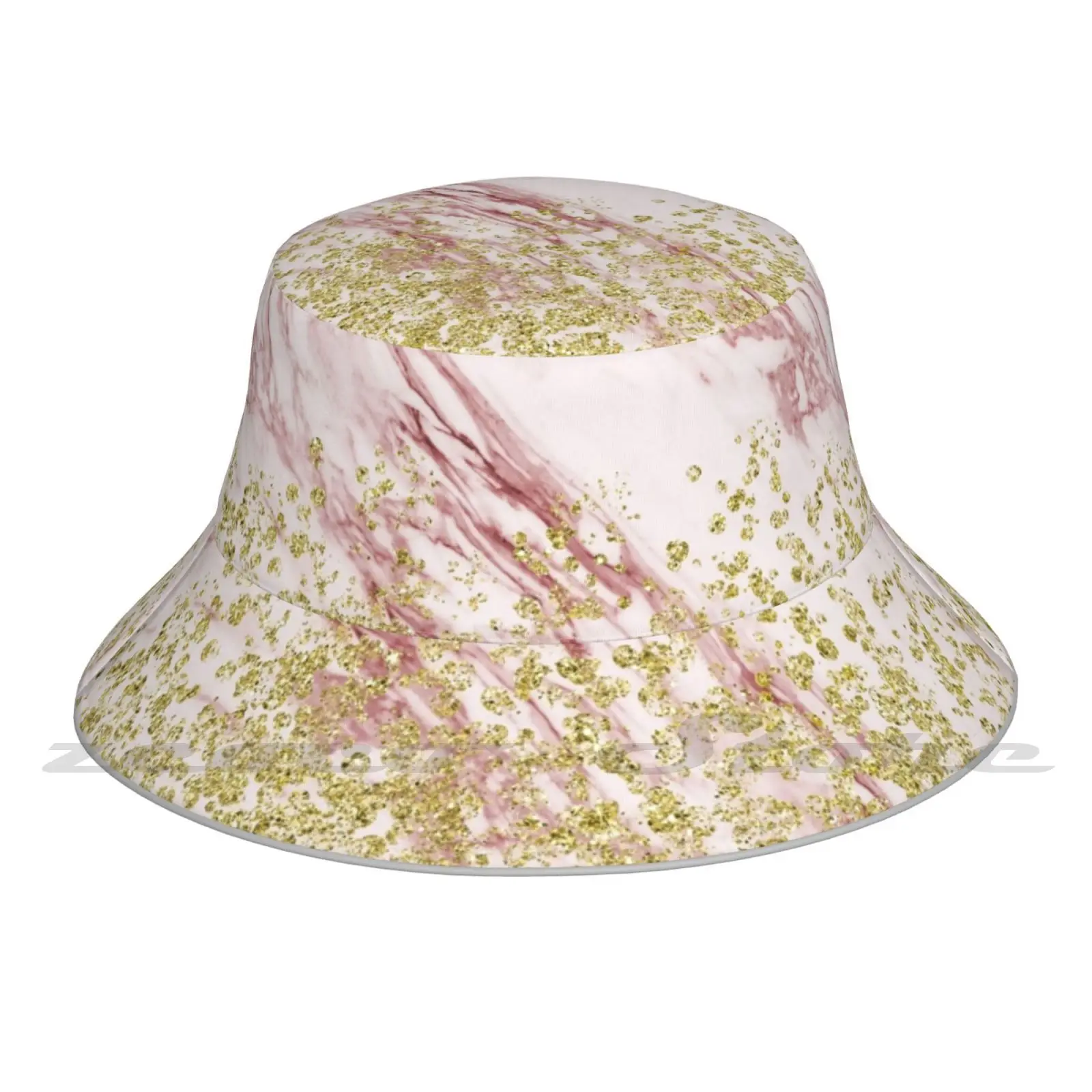 

Golden Pop Ombre-Dream Marble Bucket Hat Fashion Soft Personalized Pattern Gift Cap Blush Peach Pink And White Gradient Ombre