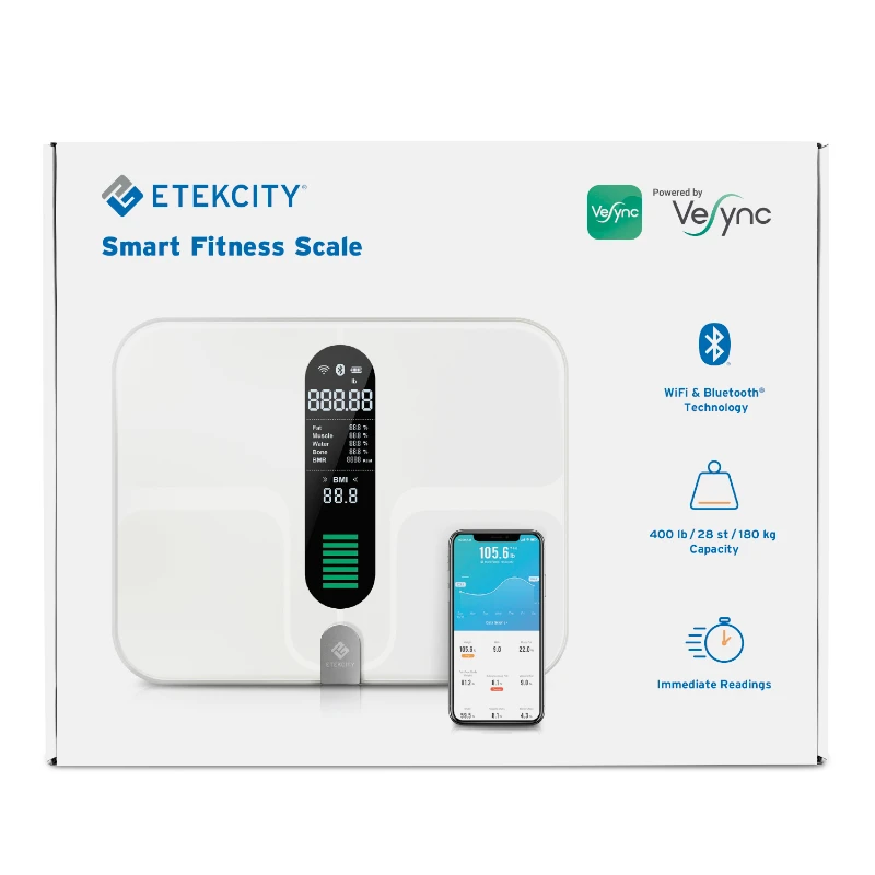 

WiFi Body Fat Scale, Accurate Digital Bathroom Scales ESF00-RWH, for Body Weight BMI Water, Rich Display Extra-Large Platform, R