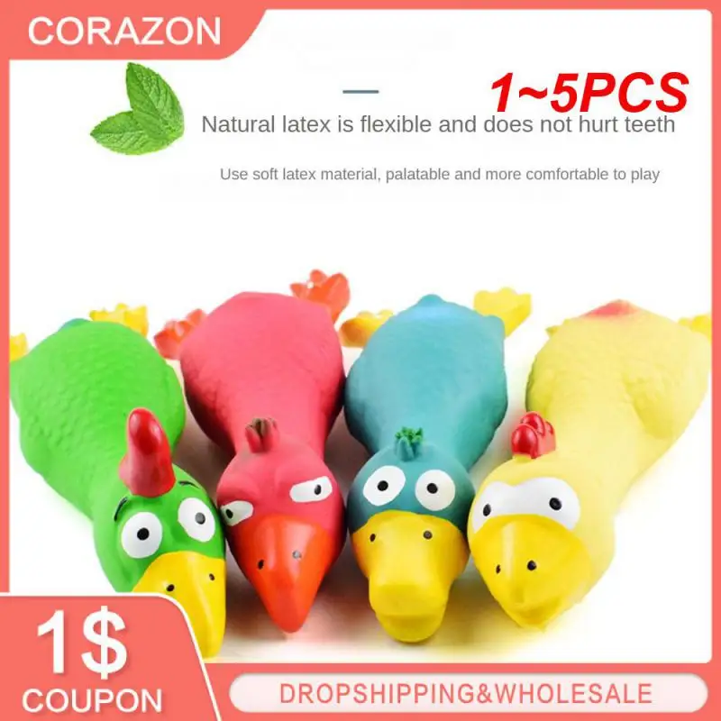 

1~5PCS Dog Cat Toys Bite-resistant Latex Material Pet Squeak Toys Dog Accessories Latex Duck Teeth Cleaning Puppy Chew Toys