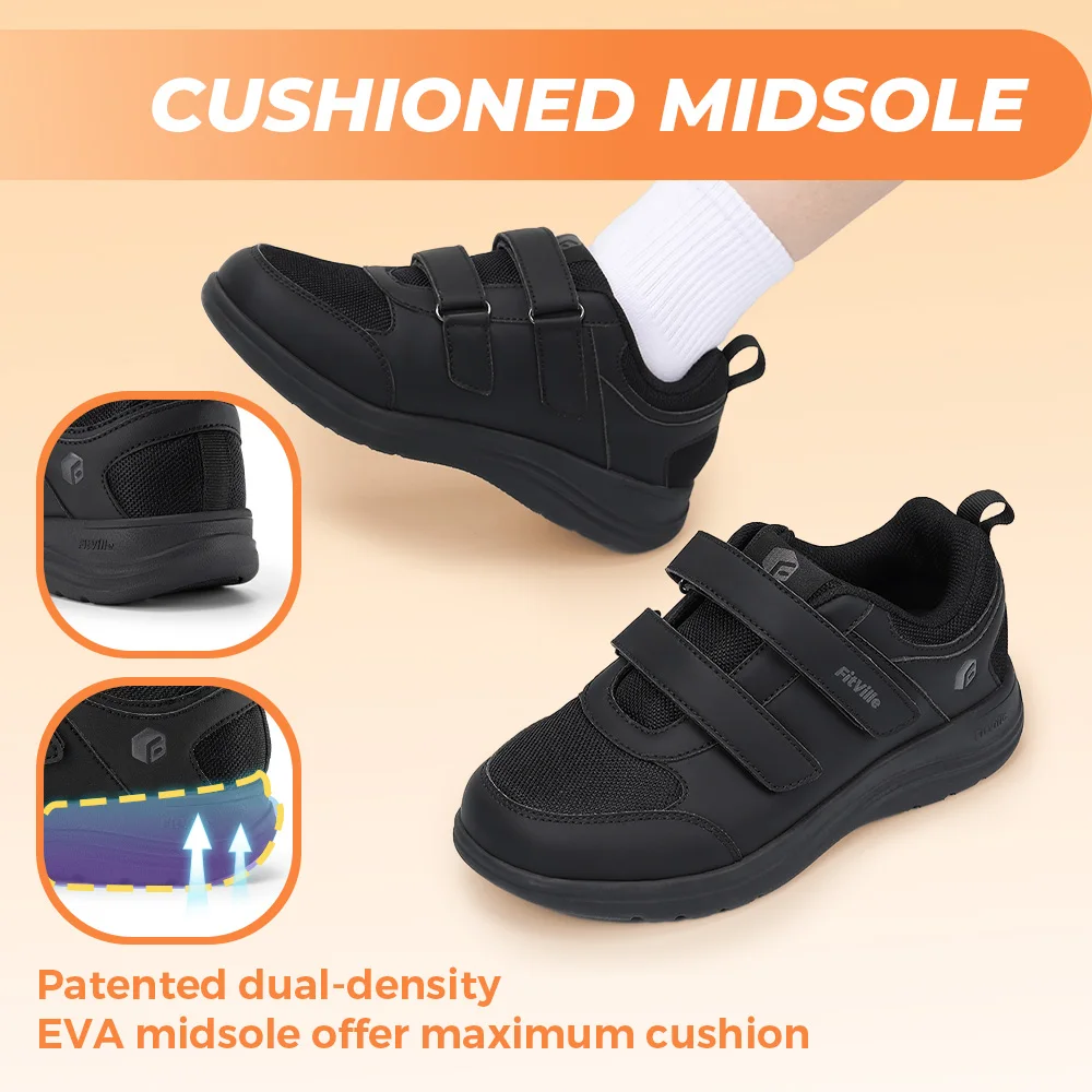 FitVille Diabetic Shoes Women Wide Width Lightweight Adjustable Strap Breathable Comfortable Mesh Walking Shoe casual shoes sport shoes